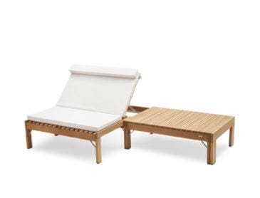 Fritz Hansen RIVIERA LOUNGE -aurinkotuoli tyynyllä, valkoinen