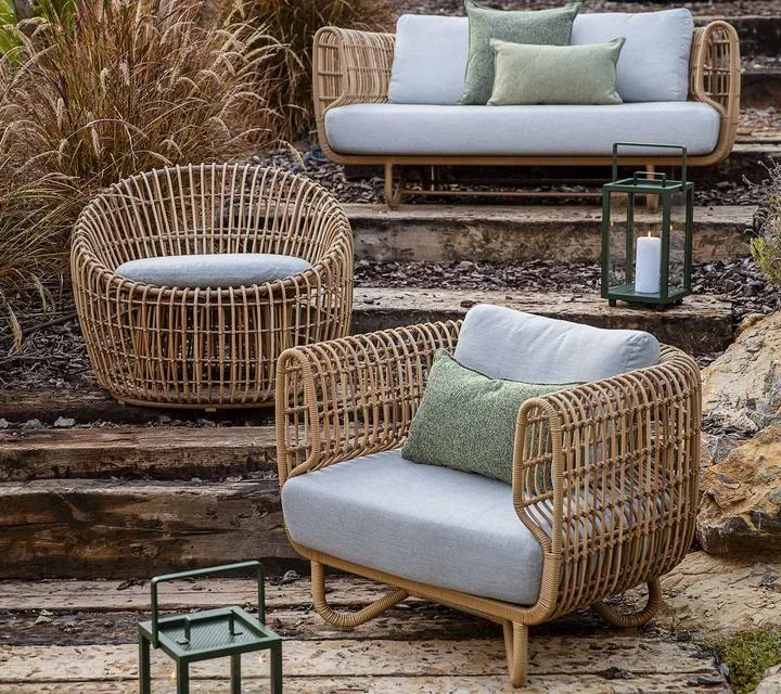Cane-line NEST lounge chair, round, natural/light grey - Image 3