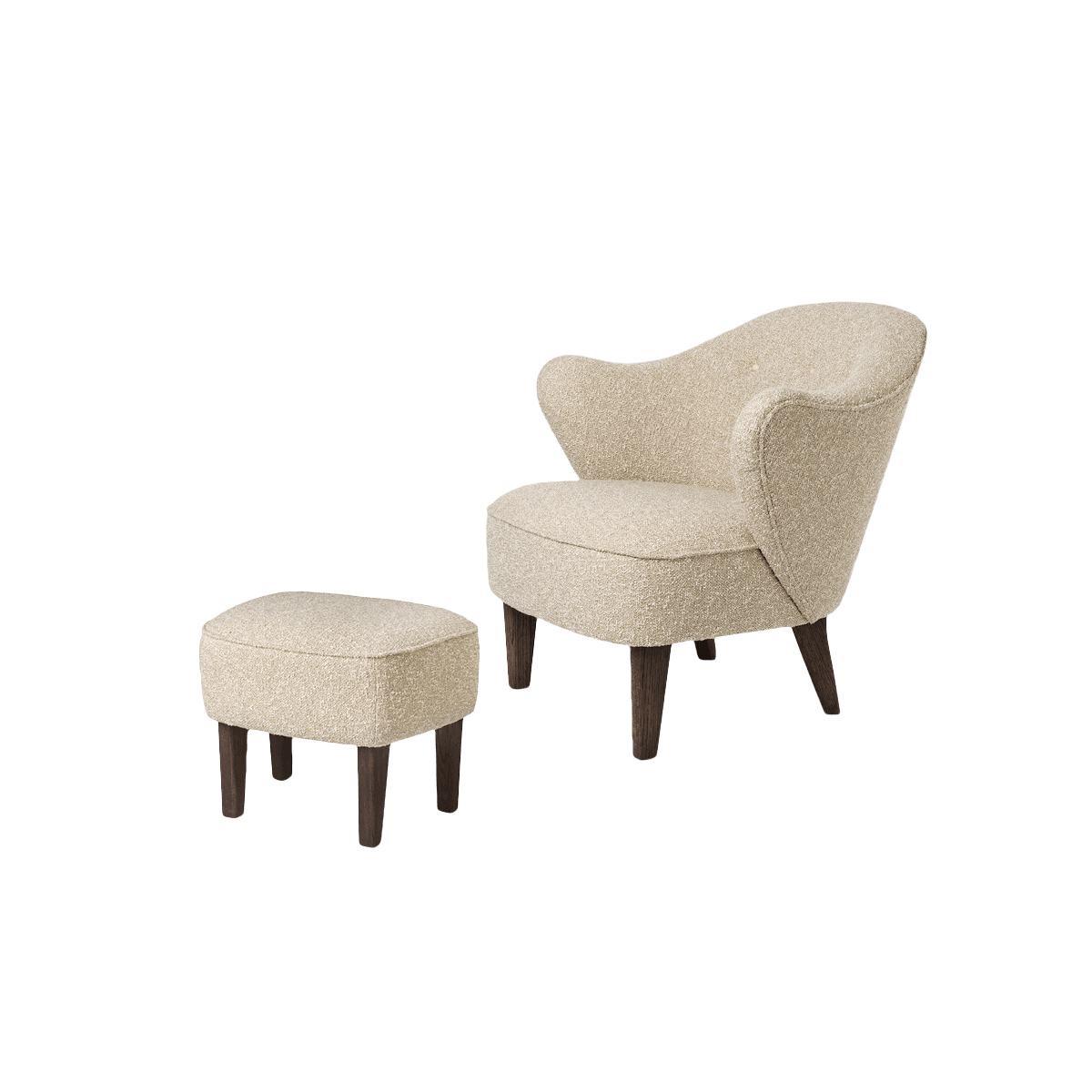 Audo Copenhagen INGEBORG nojatuoli ja rahi, beige/savutammi