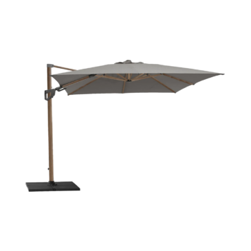 Cane-line HYDE LUXE -kallistettava aurinkovarjo 3x3 m jalustalla, taupe/wood look