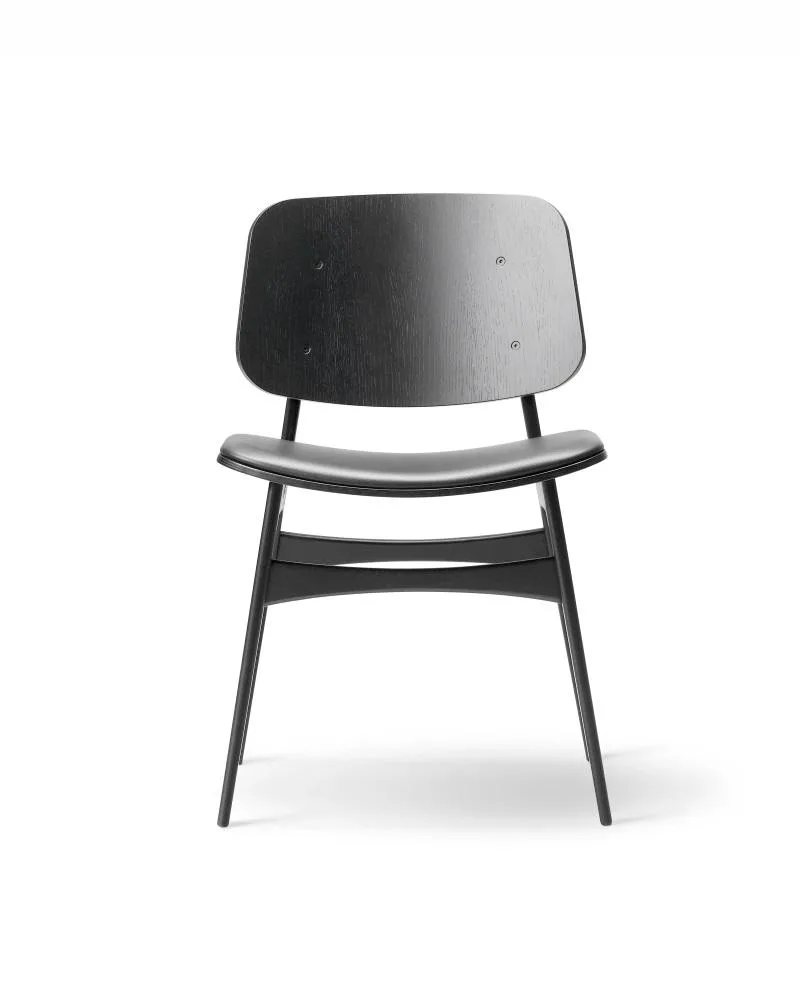 Fredericia SØBORG 3051 chair, black lacquered oak, black leather