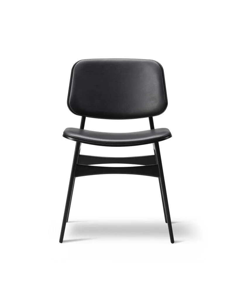 Fredericia SØBORG 3052 chair, black lacquered oak, black leather
