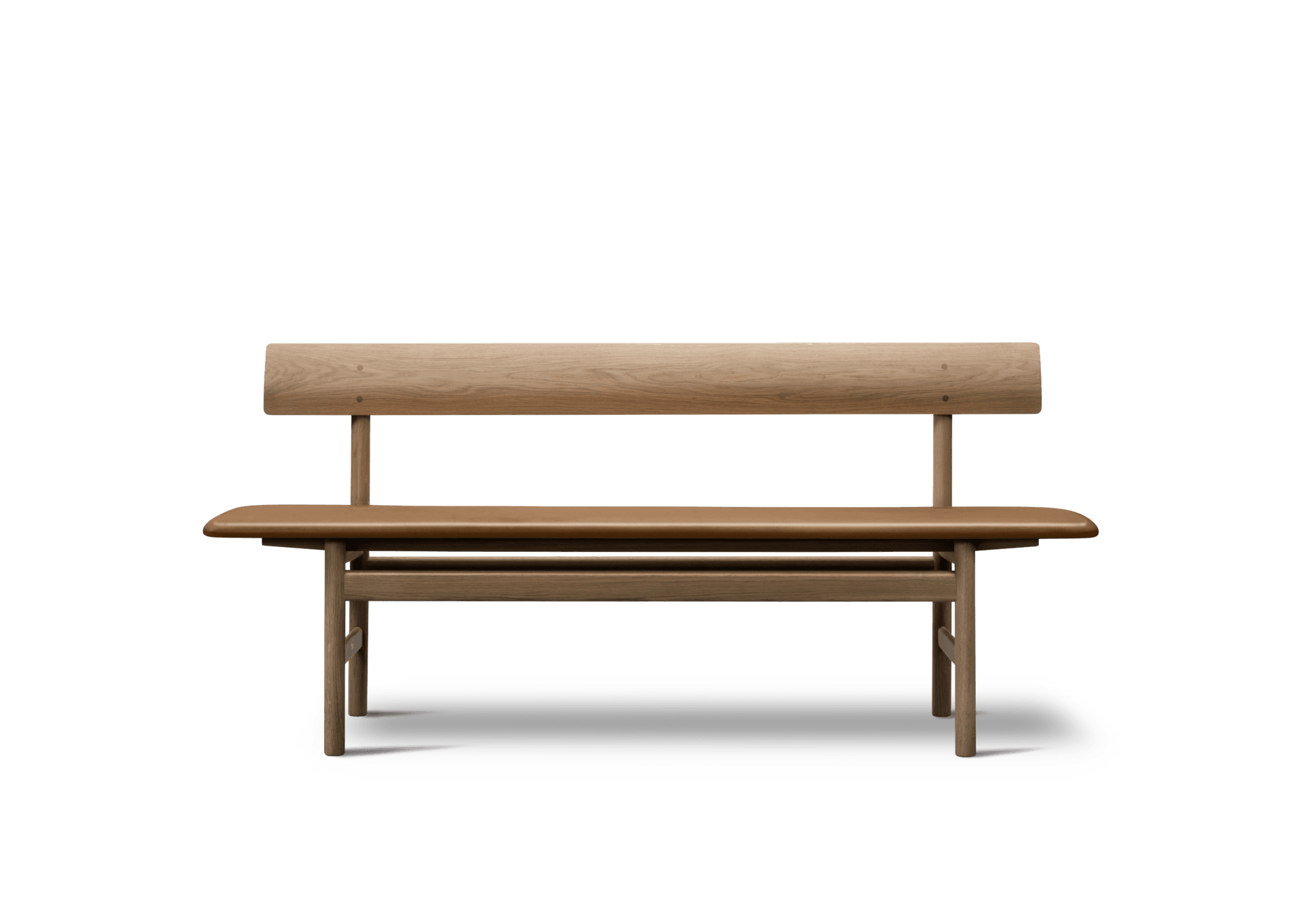 Fredericia BM Bench, oak light oiled, cognac leather