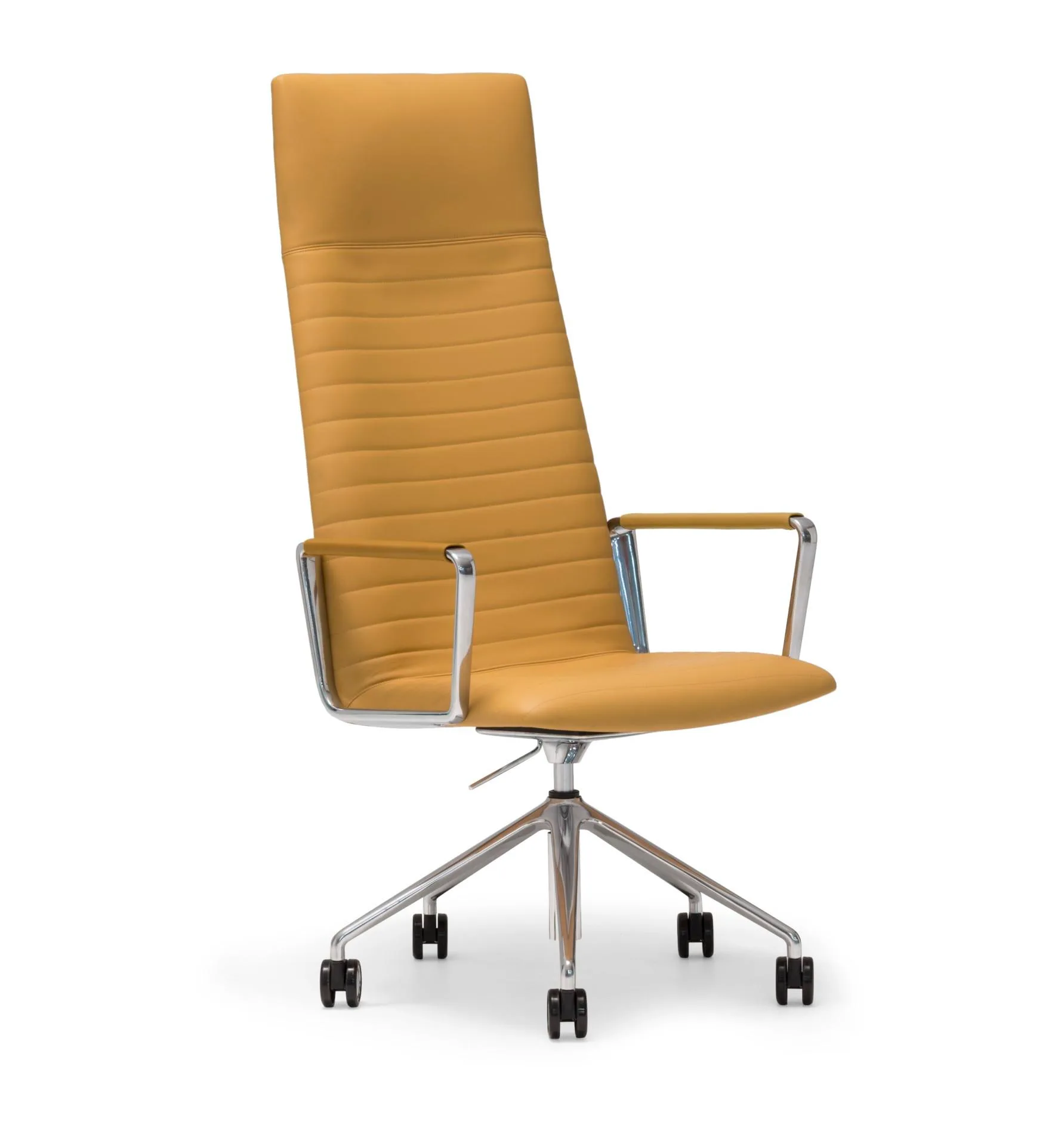 Andreu World FLEX EXECUTIVE chair, high back, yellow/walnut/aluminium SO1861