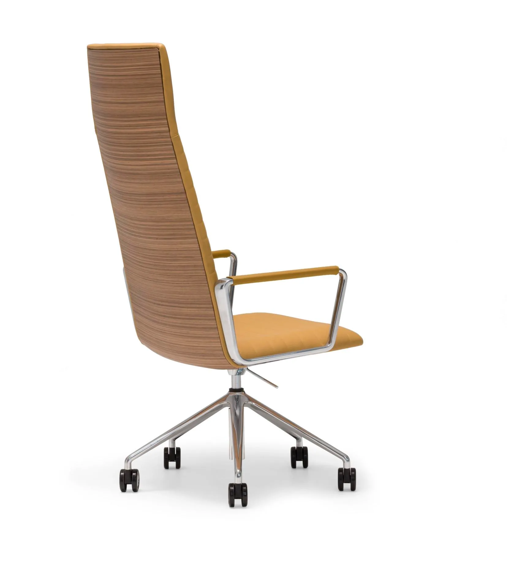 Andreu World FLEX EXECUTIVE chair, high back, yellow/walnut/aluminium SO1861 - Image 2