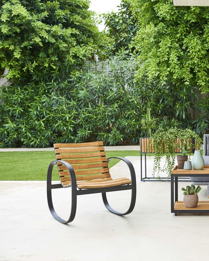 Cane-line PARC rocking chair, dark grey / teak - Image 2