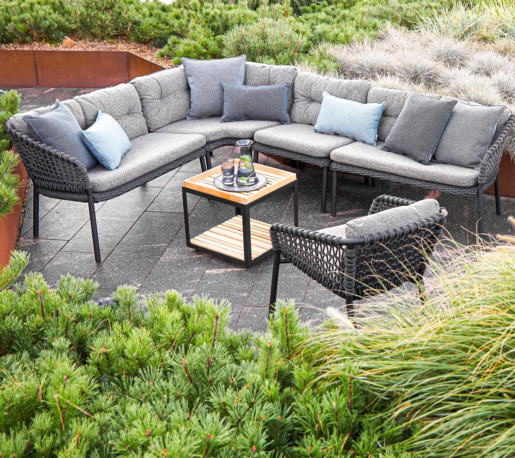 Cane-line OCEAN -2-seater sofa module with cushions, left, dark grey - Image 4