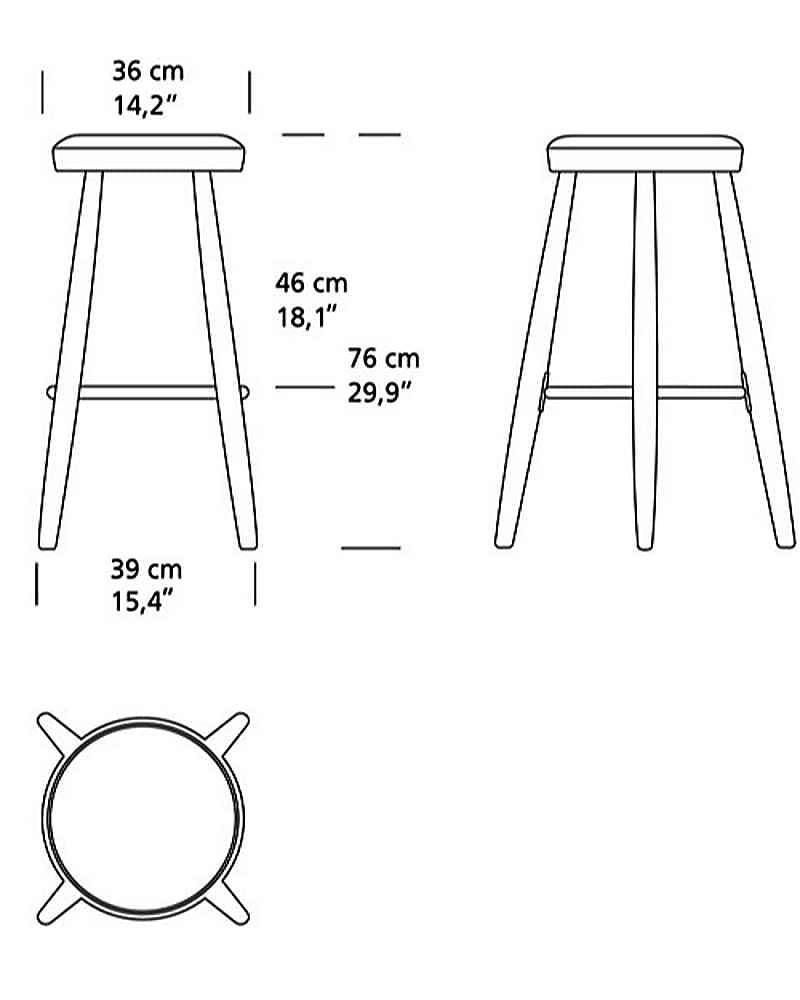 Carl Hansen CH56 -baarituoli, öljytty tammi/nahkaverhoilu - Image 5