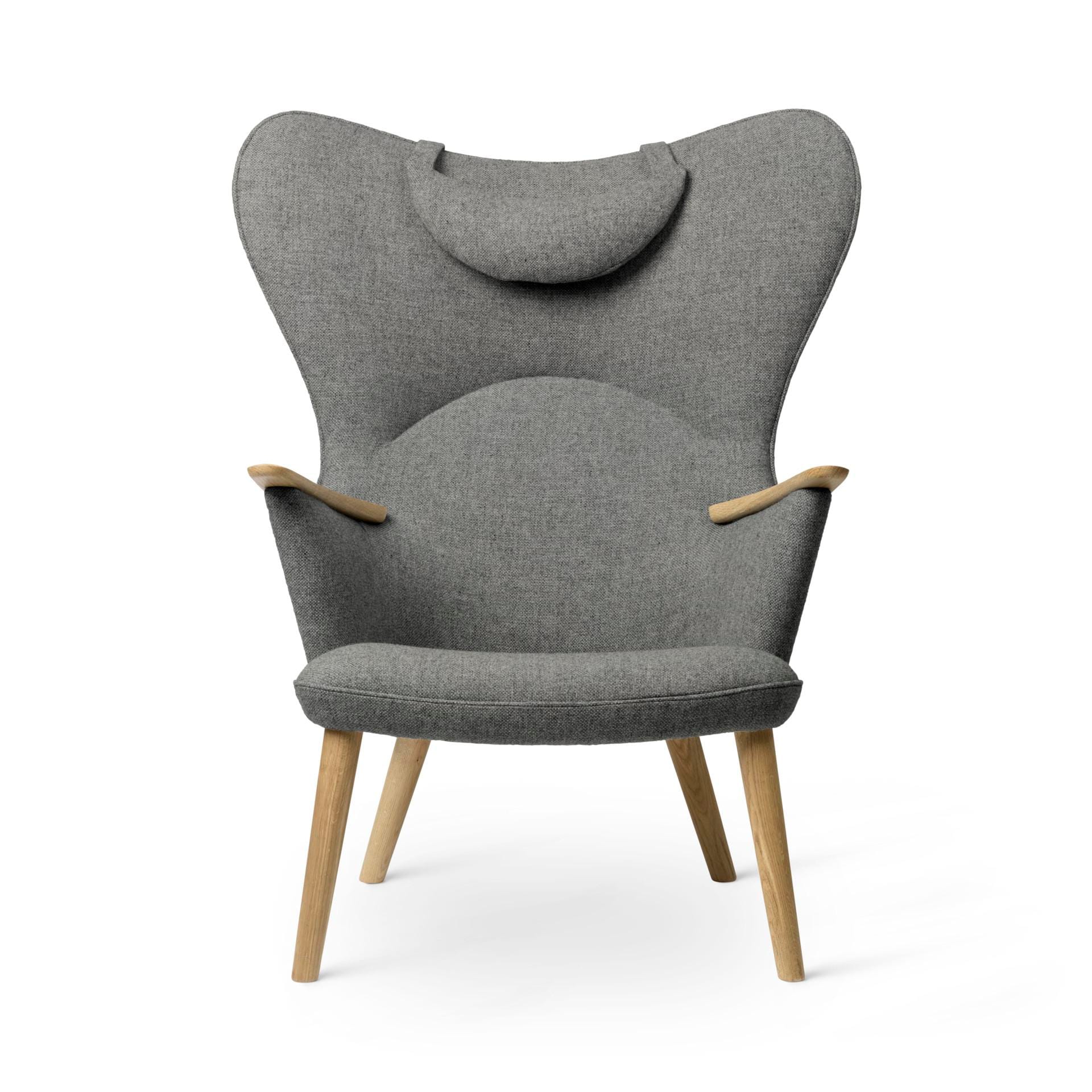 Carl Hansen CH78 MAMA BEAR armchair, grey / oiled oak