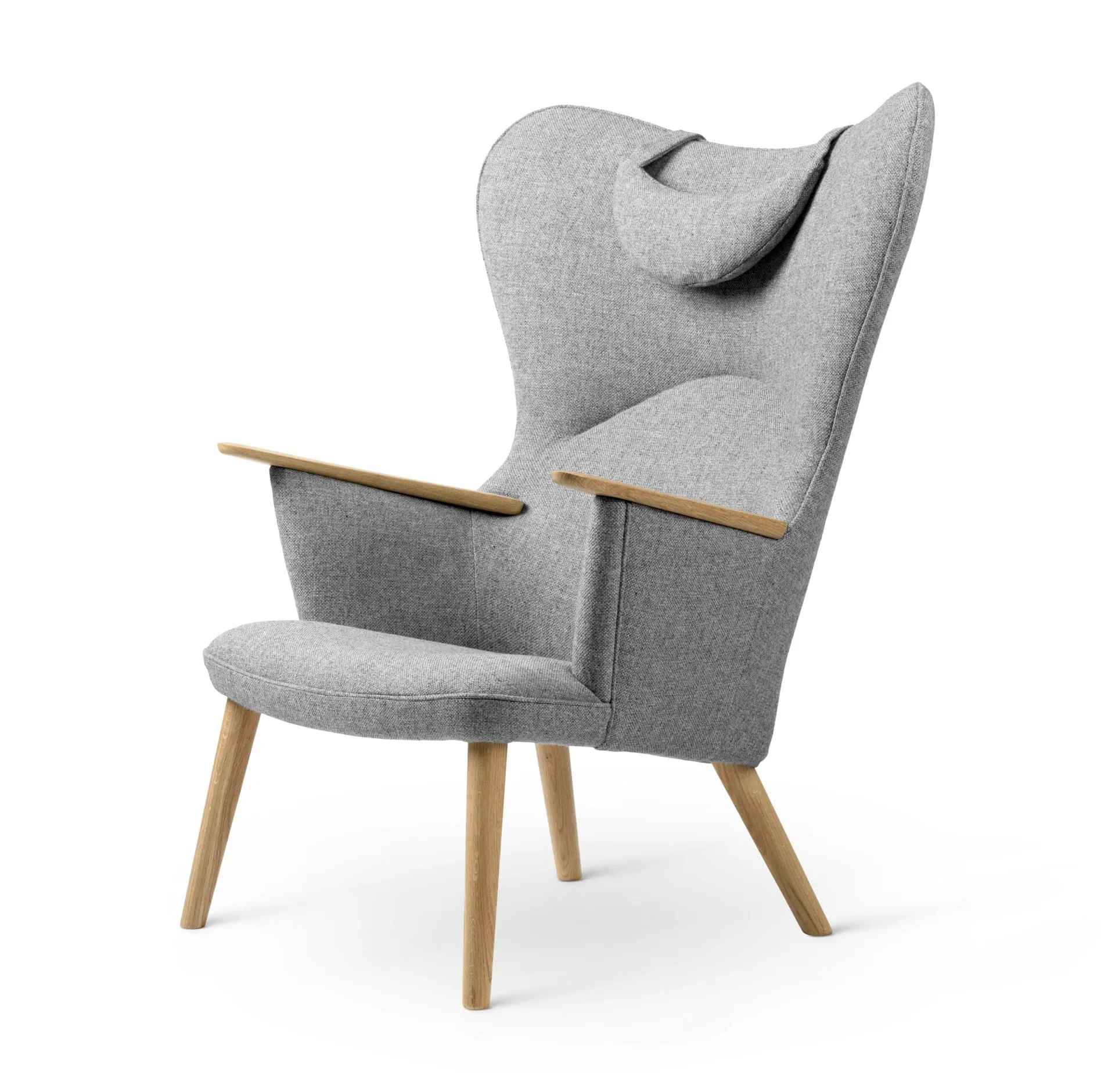 Carl Hansen CH78 MAMA BEAR armchair, light grey / oiled oak - Image 2