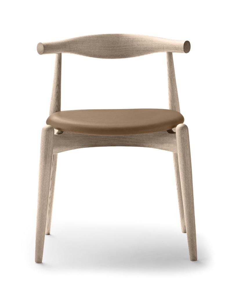 Carl Hansen CH20 chair, white oiled oak / light brown leather