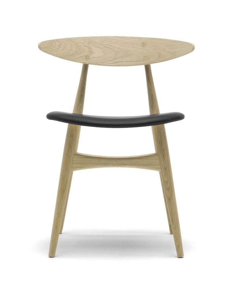 Carl Hansen CH33P chair, oiled oak / black leather