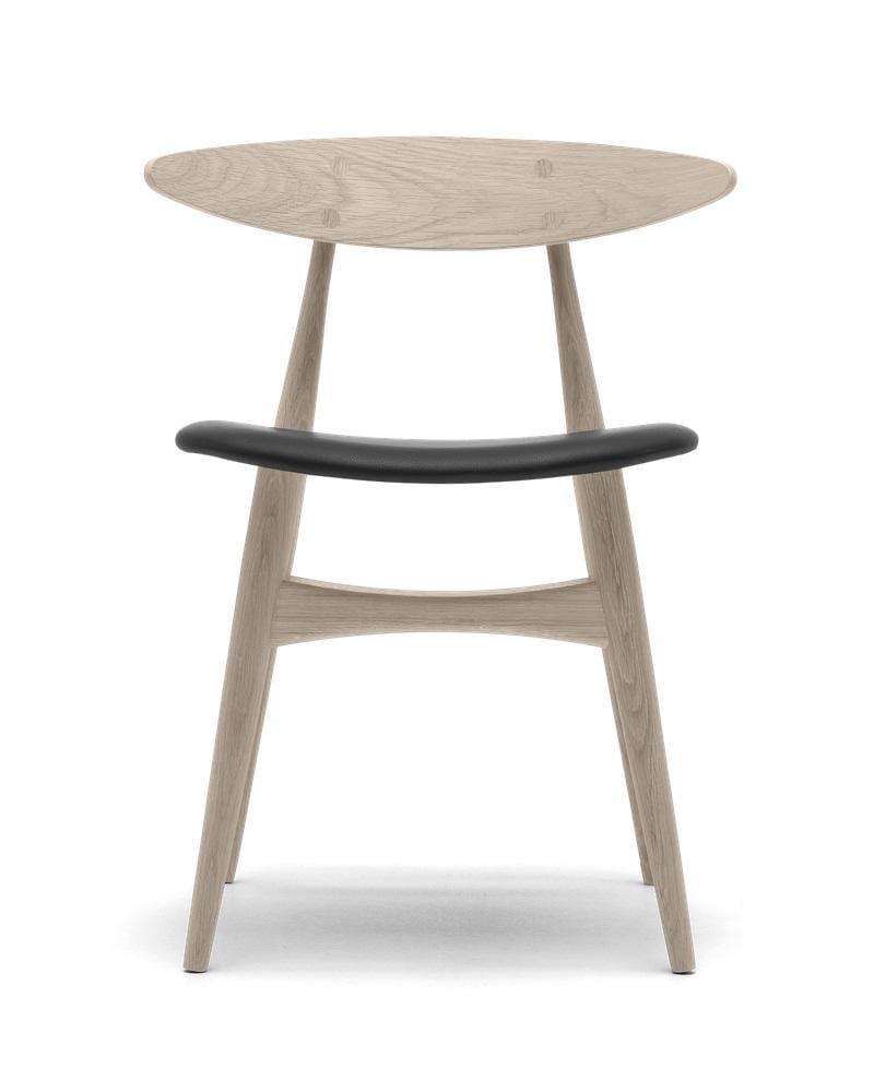 Carl Hansen CH33P chair, white oiled oak / black leather