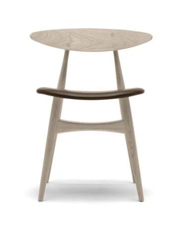 Carl Hansen CH33P chair, white oiled oak / dark brown leather