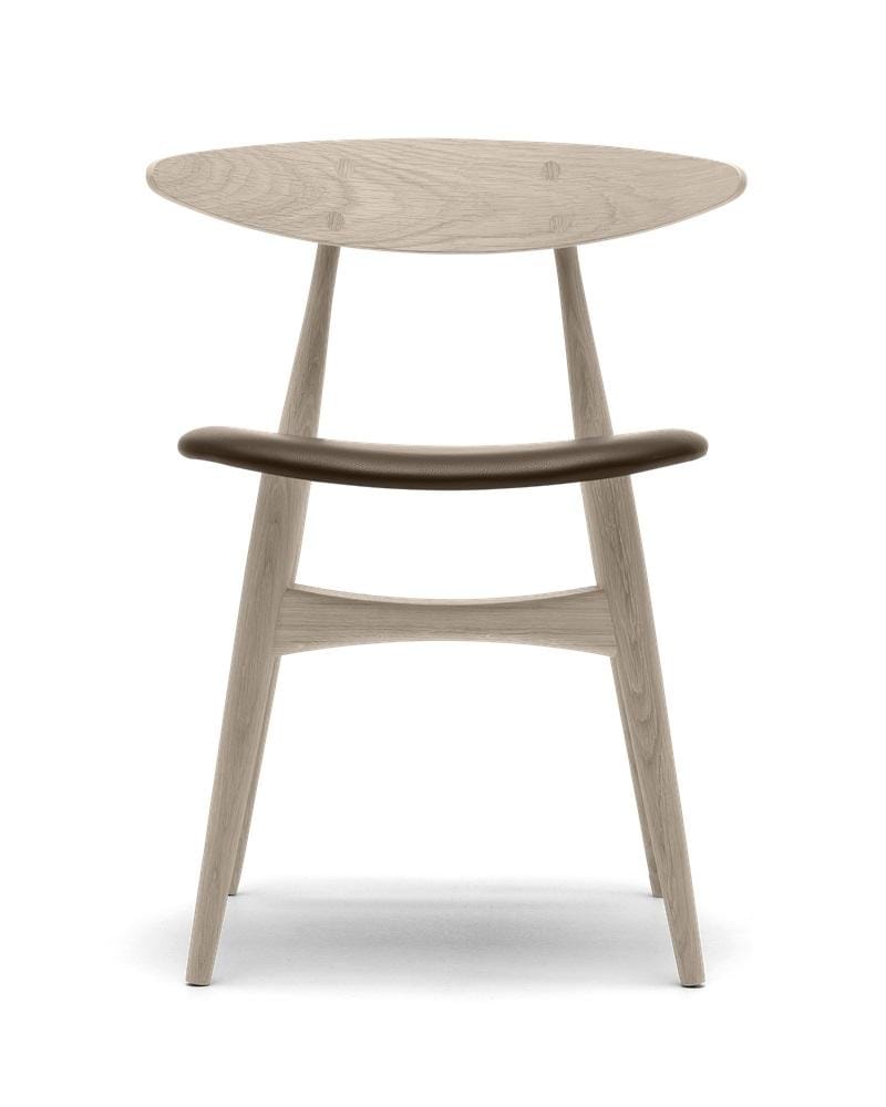 Carl Hansen CH33P chair, white oiled oak / dark brown leather