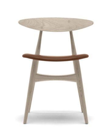 Carl Hansen CH33P chair, white oiled oak / brown leather