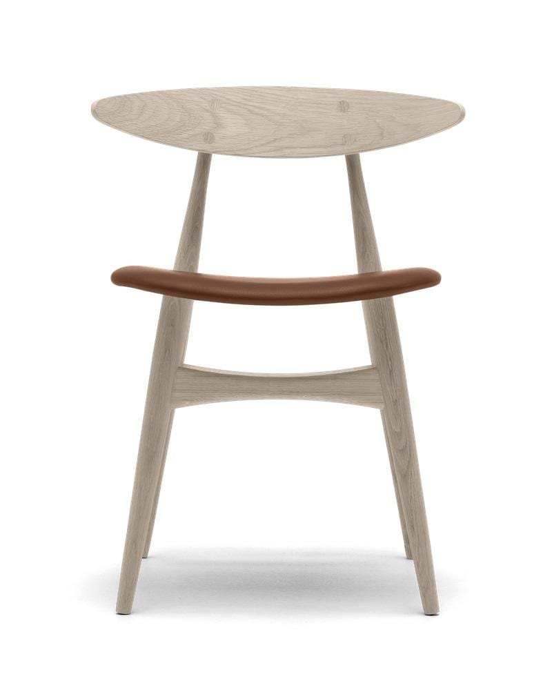 Carl Hansen CH33P chair, white oiled oak / brown leather