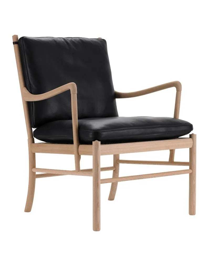 Carl Hansen OW149 COLONIAL -nojatuoli, saippuoitu tammi/musta nahka - Image 2