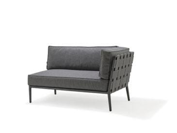 Cane-line CONIC 2-seater left, tummanharmaa