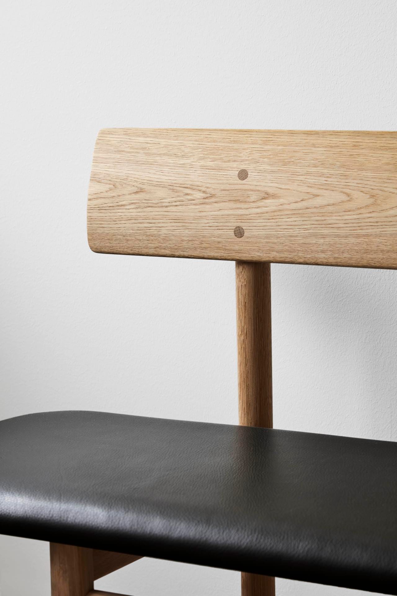 Fredericia BM -penkki, valkoöljytty tammi/musta nahka - Image 4