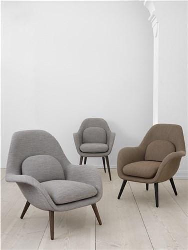 Fredericia SWOON LOUNGE PETIT armchair, grey/oiled oak - Image 3