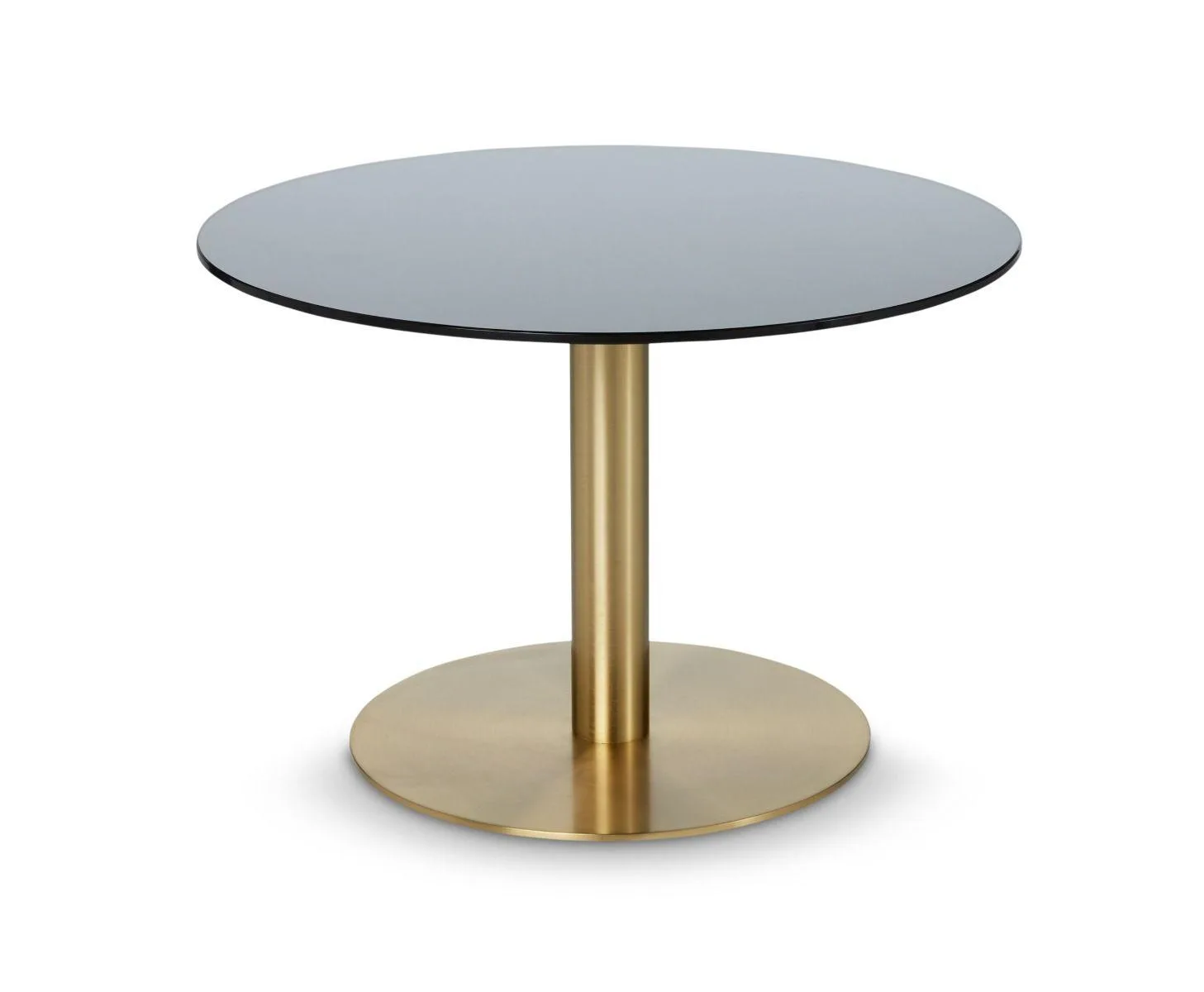 Tom Dixon FLASH coffee table, circle, black glass table top / brass base