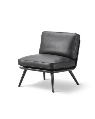 Fredericia SPINE LOUNGE PETIT -nojatuoli, musta nahka/musta