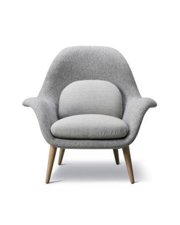 Fredericia SWOON LOUNGE -nojatuoli, harmaa/lakattu tammi