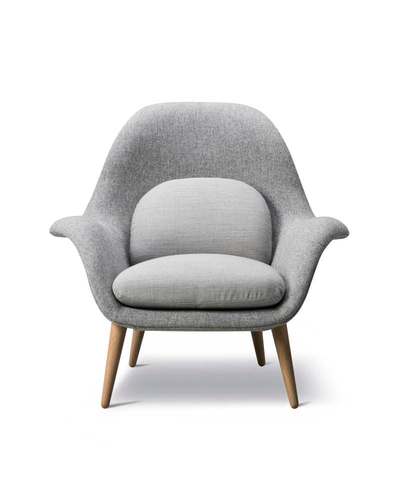 Fredericia SWOON LOUNGE -nojatuoli, harmaa/lakattu tammi