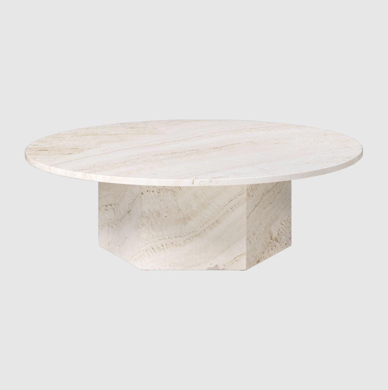 GUBI EPIC -sohvapöytä Ø110cm, vaalea travertiini