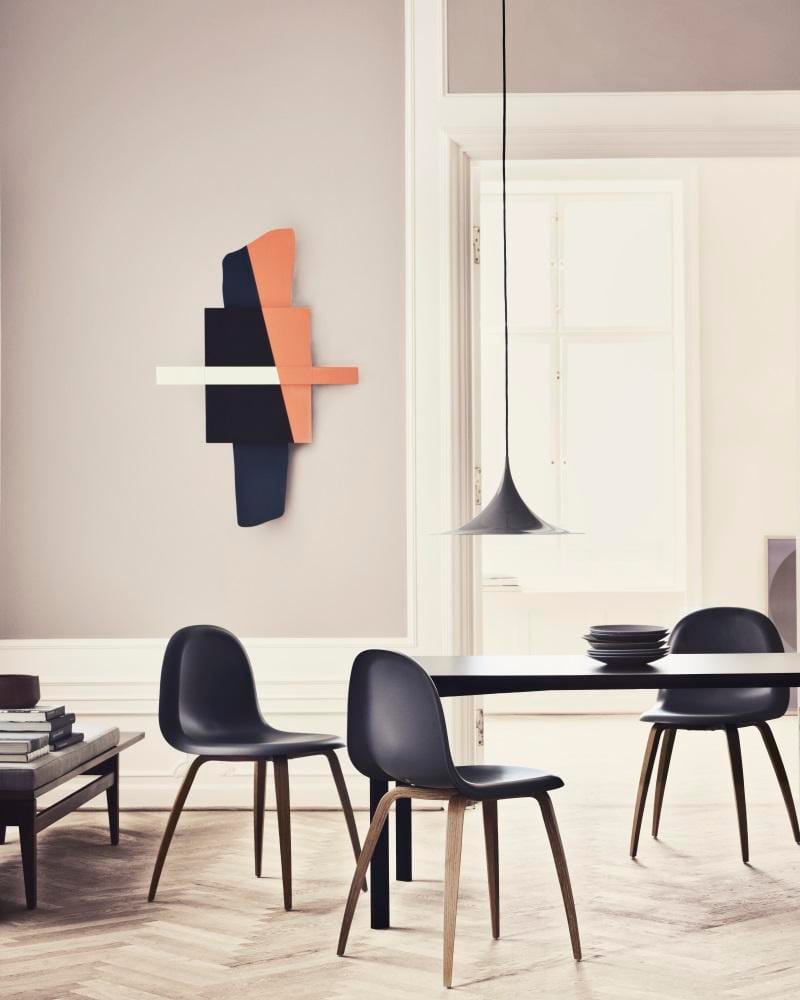 GUBI 3D chair, walnut/black, sledge base - Image 2
