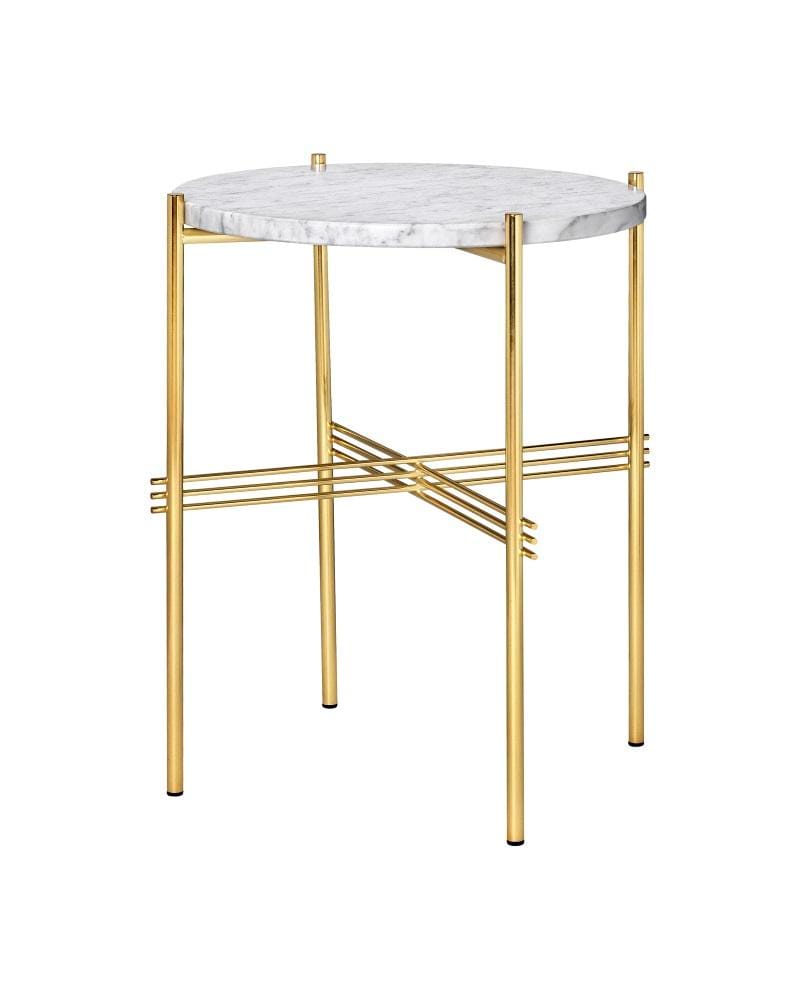 GUBI TS -sivupöytä Ø40cm, valkoinen marmori/messinki