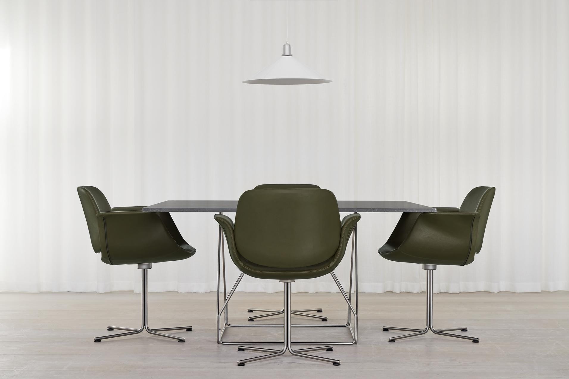 Fredericia JG -ruokapöytä, 140x140cm, musta linoleumi/musta teräs - Image 3