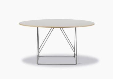 Fredericia JG -ruokapöytä, Ø140cm, harmaa linoleumi/ruostumaton teräs