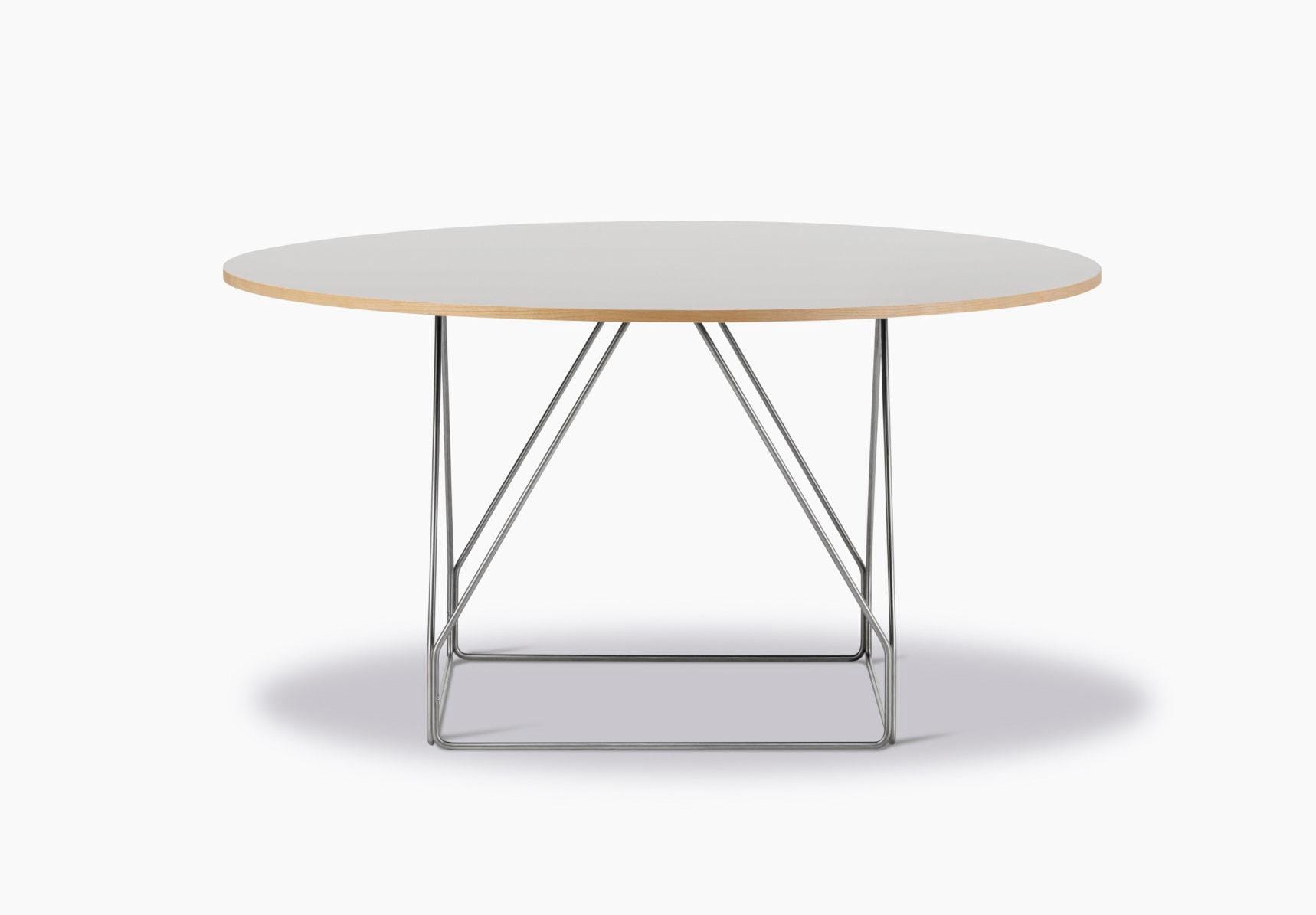 Fredericia JG -ruokapöytä, Ø140cm, harmaa linoleumi/ruostumaton teräs