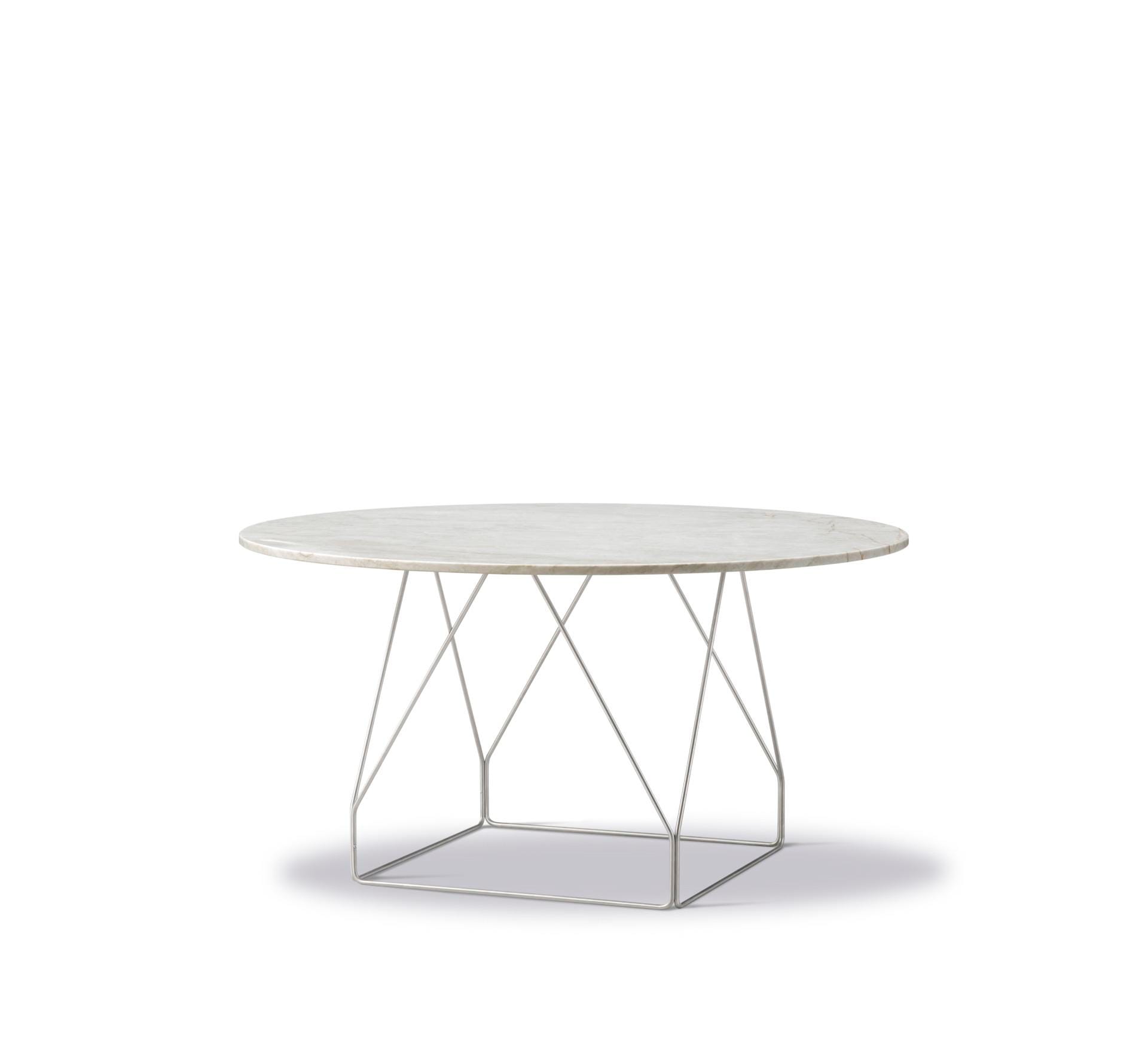 Fredericia JG -ruokapöytä, Ø140cm, kermanvalkoinen kvartsiitti/ruostumaton teräs - Image 2