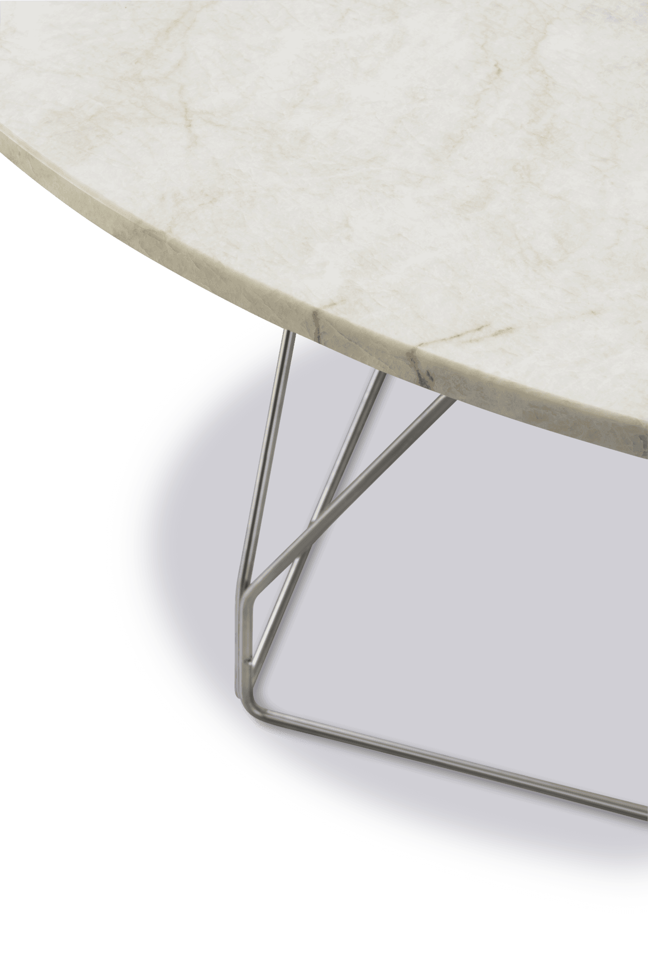 Fredericia JG -ruokapöytä, Ø140cm, kermanvalkoinen kvartsiitti/ruostumaton teräs - Image 3