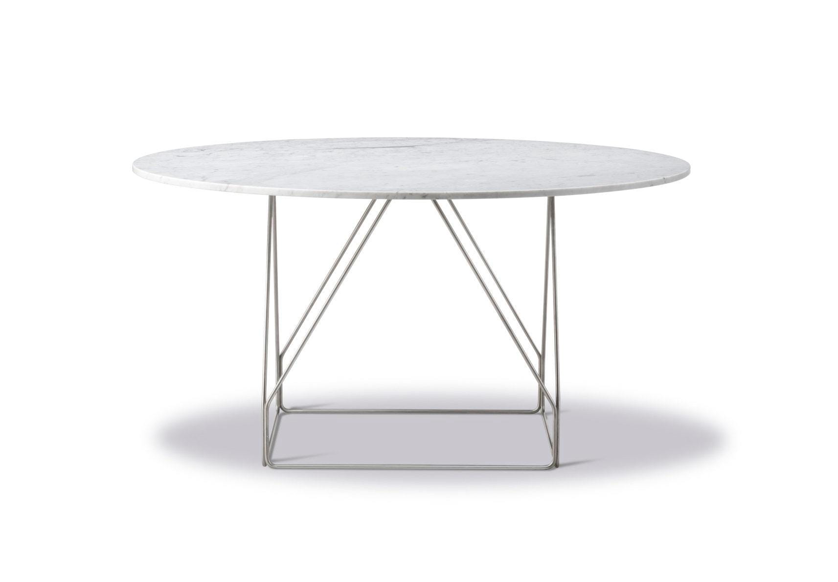 Fredericia JG -ruokapöytä, Ø140cm, valkoinen marmori/ruostumaton teräs