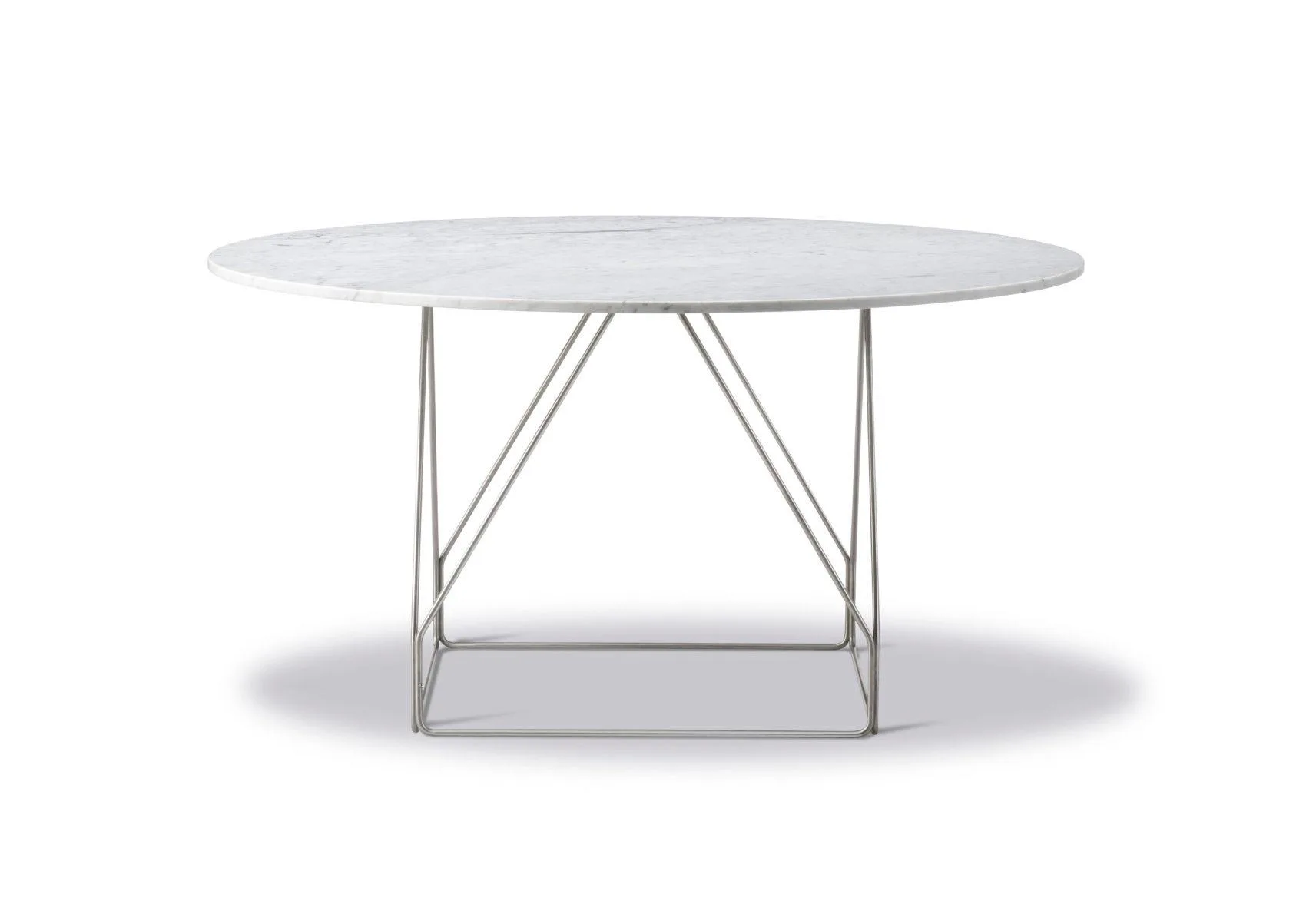 Fredericia JG -dining table, Ø 140 cm, white marble / stainless steel