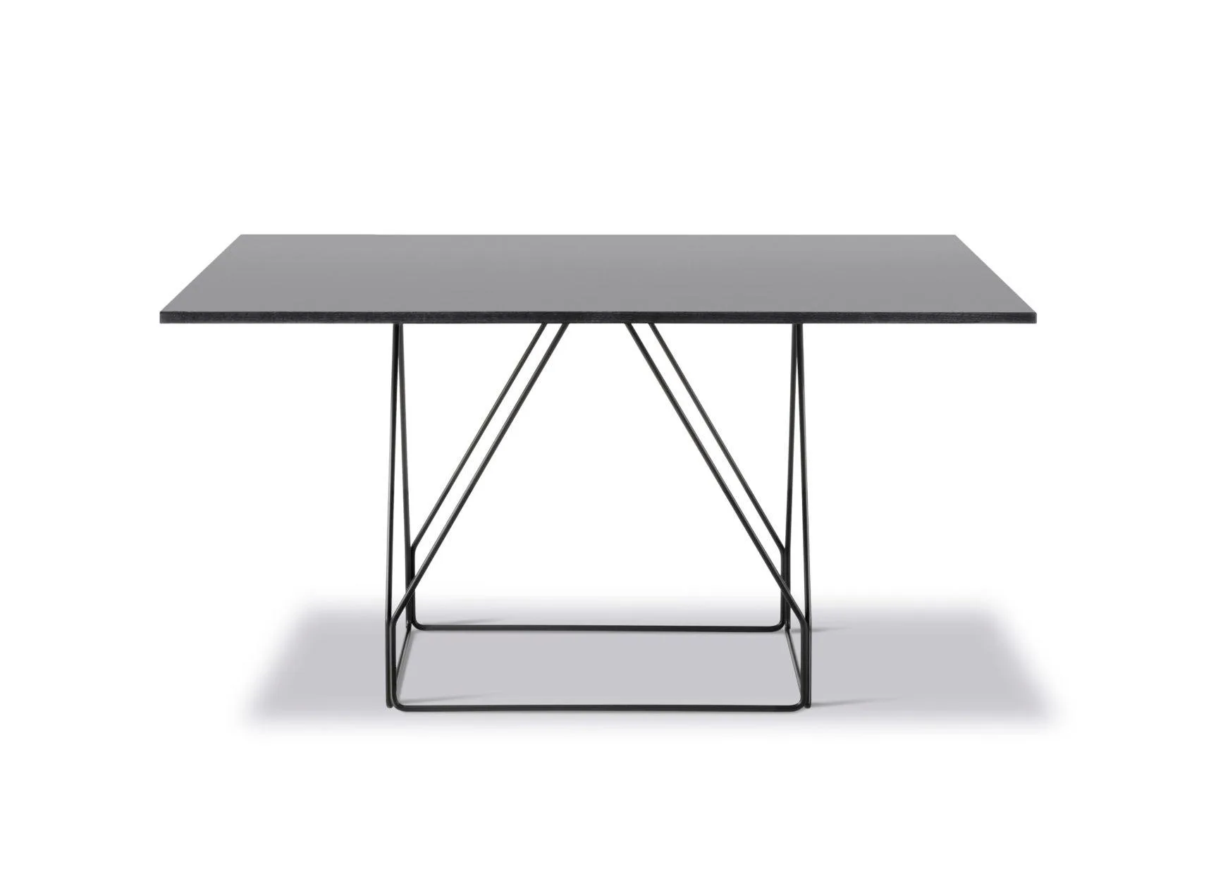 Fredericia JG -dining table, 140 x 140 cm, black linoleum / black steel
