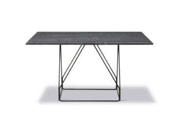 Fredericia JG -dining table, 140 x 140 cm, black marble / black steel