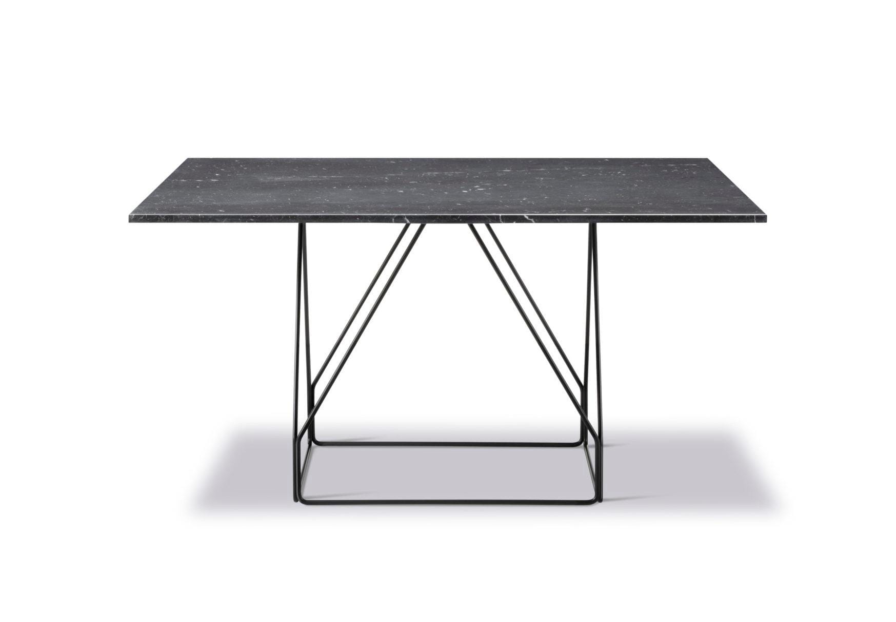 Fredericia JG -ruokapöytä, 140x140cm, musta marmori/musta teräs