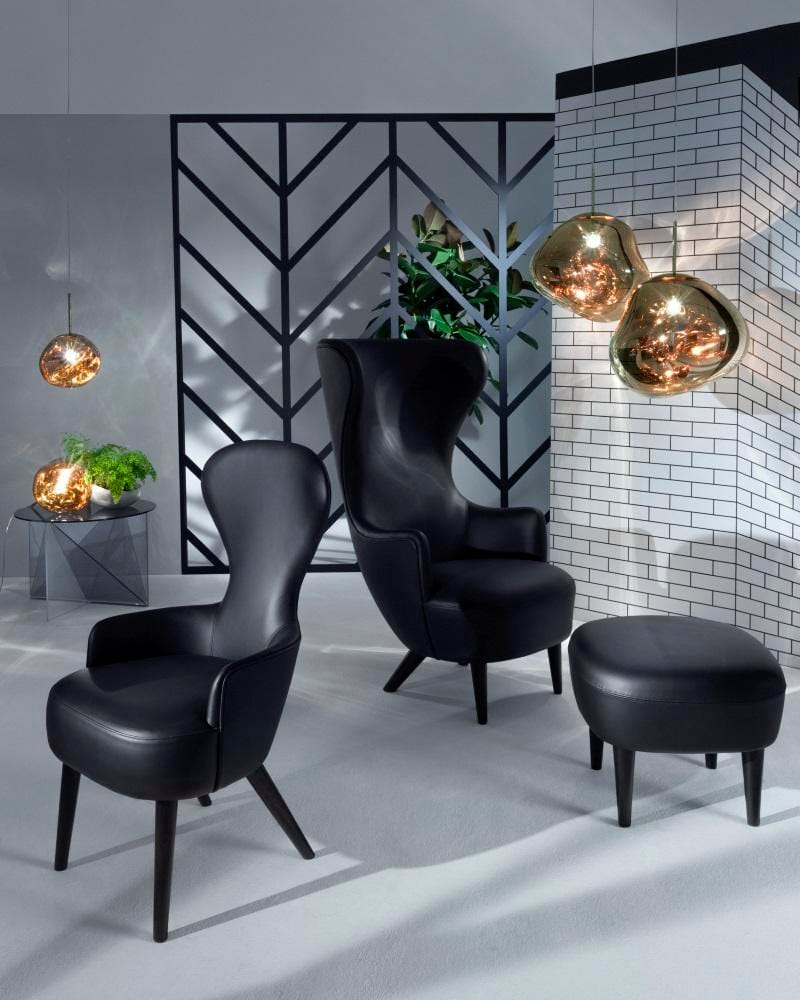 Tom Dixon WINGBACK -nojatuoli, Gentle-kangas musta/musta tammi - Image 6
