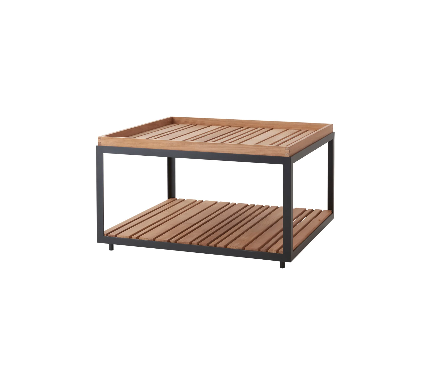 Cane-line LEVEL coffee table 79x79 cm, dark grey / teak