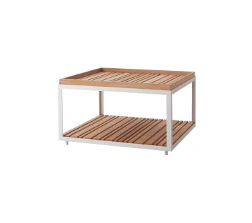 Cane-line LEVEL coffee table 79x79 cm, white / teak