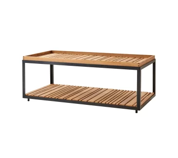Cane-line LEVEL-sohvapöytä 122x62 cm, tummanharmaa/tiikki