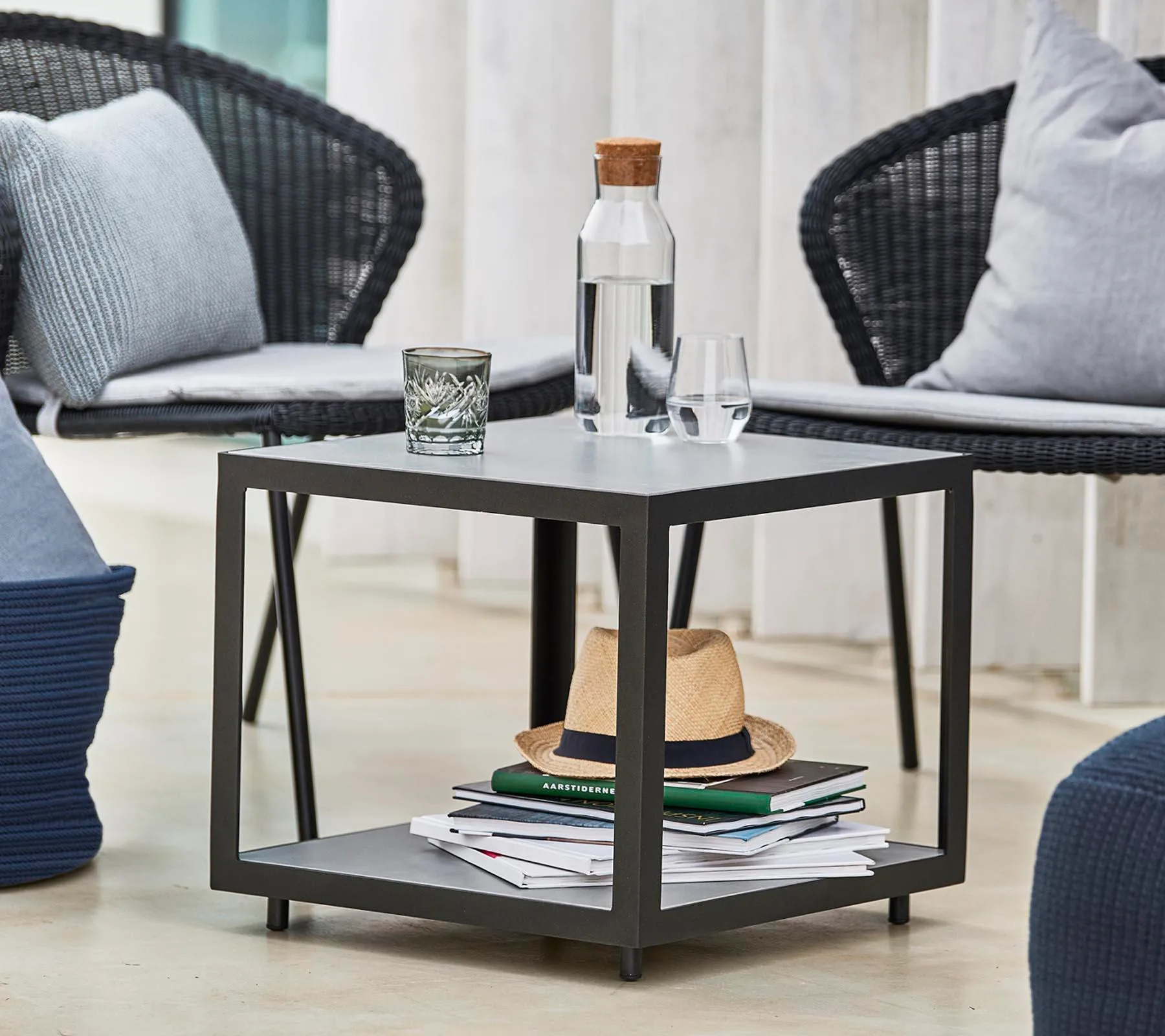 Cane-line LEVEL coffee table 48x48 cm, dark grey / light grey - Image 2