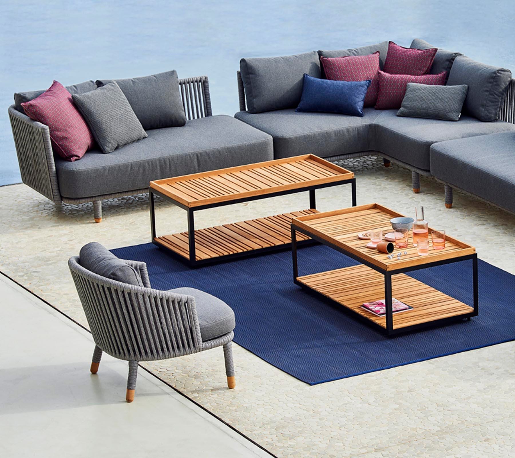 Cane-line LEVEL coffee table 79x79 cm, dark grey / teak - Image 2