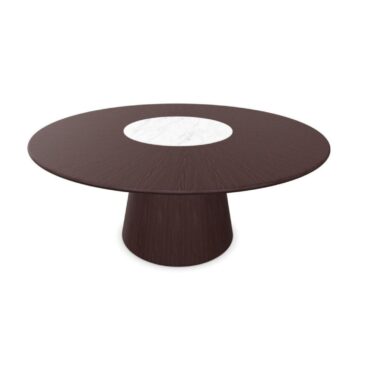 Andreu World REVERSE WOOD -pöytä, Ø180cm, tumma saarni/valkoinen marmori ME15501