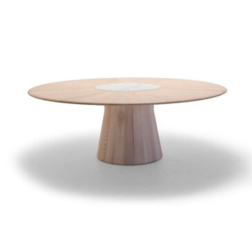 Andreu World REVERSE WOOD -pöytä, Ø200cm, saarni/marmori ME15502